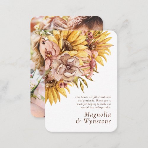 Budget Rustic Sunflower Wedding Thank You Note