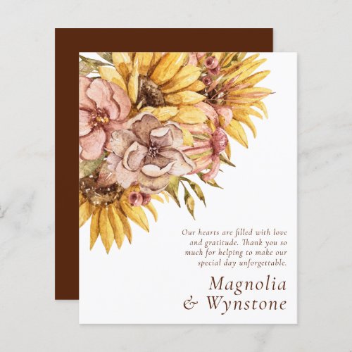 Budget Rustic Sunflower Wedding Thank You Note Car