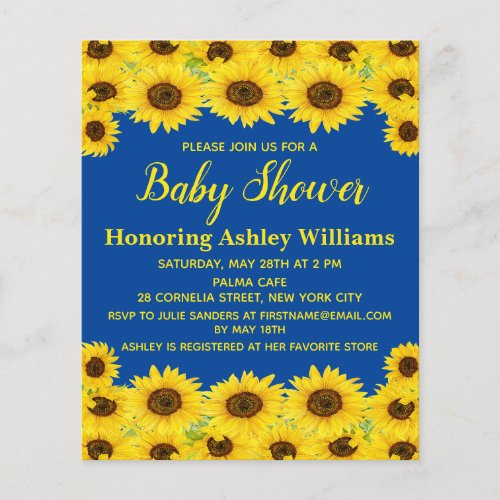 Budget Rustic Sunflowers Baby Shower Invitation