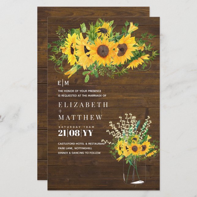 Budget Rustic Sunflowers Babys Breath Mason Jars (Front/Back)