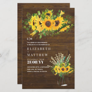 Budget Rustic Sunflowers Babys Breath Mason Jars