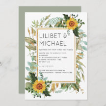 Budget Rustic Sunflowers BOHO Greenery Wedding Inv