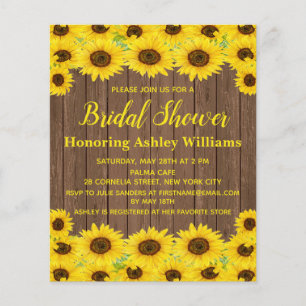 Budget Rustic Sunflowers Bridal Shower Invitation