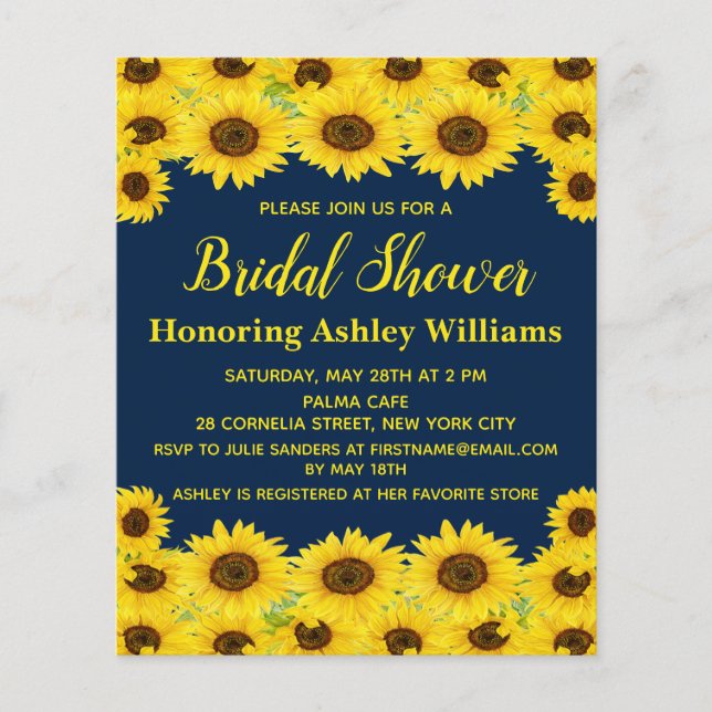 Budget Rustic Sunflowers Bridal Shower Invitation (Front)