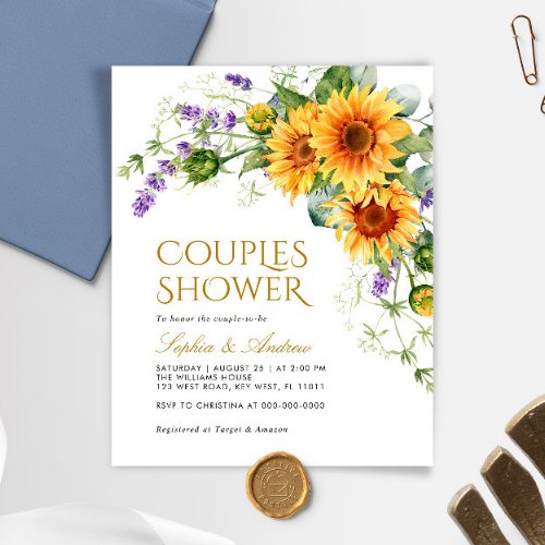 Budget Rustic Sunflowers Couples Shower invitation