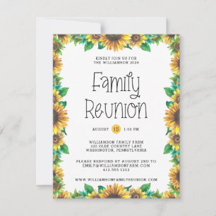 Budget Rustic Sunflowers Family Reunion Invitation