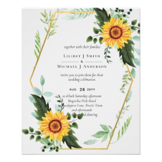BUDGET Rustic Sunflowers Greenery Leaves Wedding  Flyer