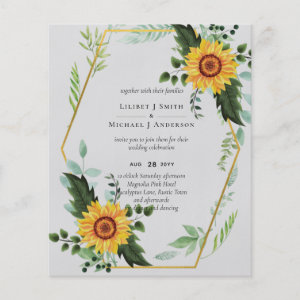 BUDGET Rustic Sunflowers Greenery Leaves Wedding  Flyer