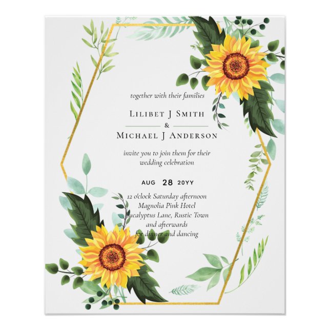 BUDGET Rustic Sunflowers Greenery Leaves Wedding  Flyer (Front)