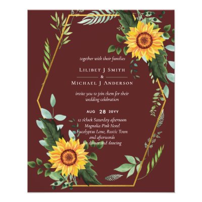 BUDGET Rustic Sunflowers Greenery Leaves Wedding  Flyer