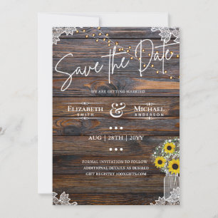 Budget Rustic Sunflowers Lace Mason Jar Wedding