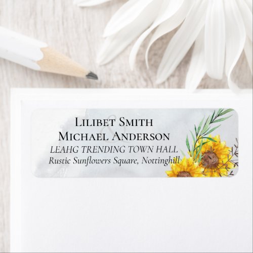Budget Rustic Sunflowers Olive Green Wedding Label