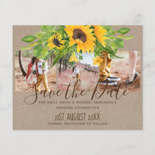 Budget Rustic Sunflowers Photo Save The Dates