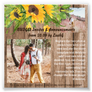 BUDGET Rustic Sunflowers Photo Text Template Print