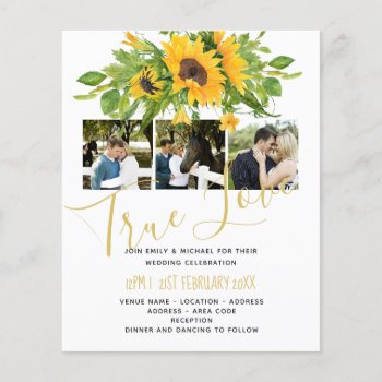 Budget Rustic Sunflowers Photo Wedding Invitations