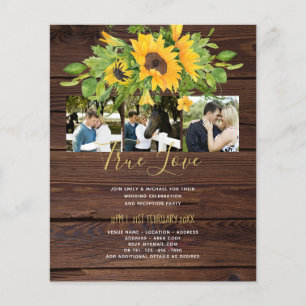 Budget Rustic Sunflowers Photo Wedding Invitations