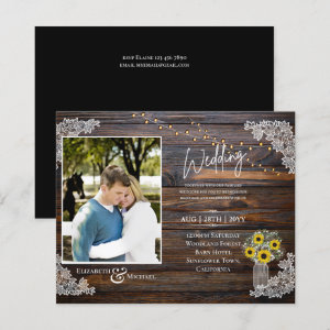 BUDGET Rustic Sunflowers Photo Wedding Invite