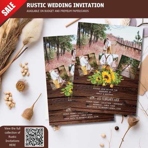 Budget Rustic Sunflowers Photo Western Wedding Postcard