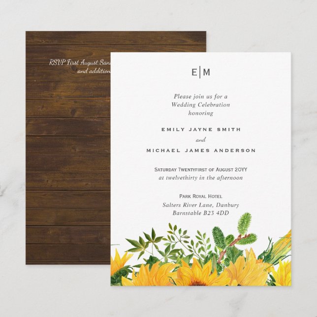 Budget Rustic Sunflowers Southern Wedding (Front/Back)