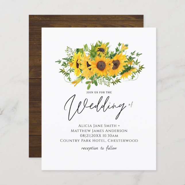 Budget Rustic Sunflowers Southern Wedding (Front/Back)