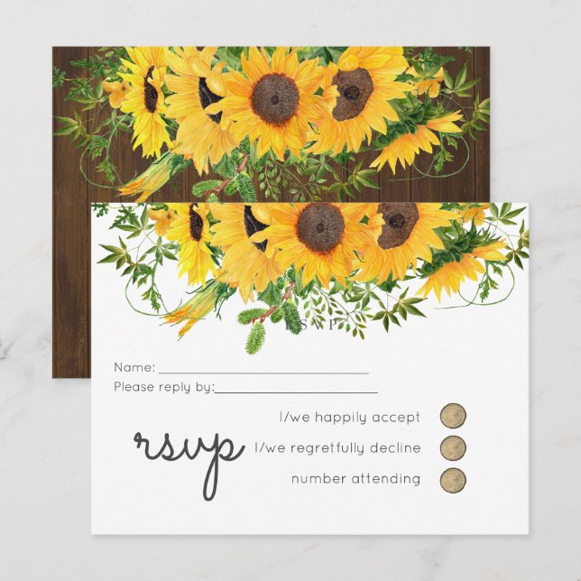 Budget Rustic Sunflowers Southern Wedding Invitation Postcard (Front/Back)