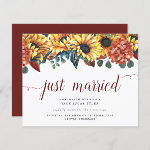 Budget Rustic Sunflowers Wedding Announcement
