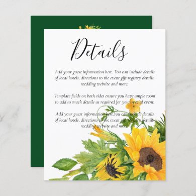 BUDGET Rustic Sunflowers Wedding Details Enclosure