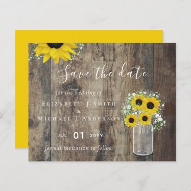 BUDGET Rustic Sunflowers Wedding Save Dates