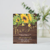 Budget Rustic Sunflowers Wood Wedding Invitations (Standing Front)