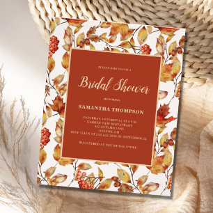 Budget Rustic Terracotta Leaf Bridal Shower Flyer