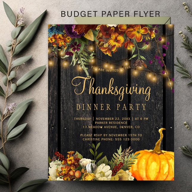 Budget rustic Thanksgiving dinner Invitation Flyer (Creator Uploaded)