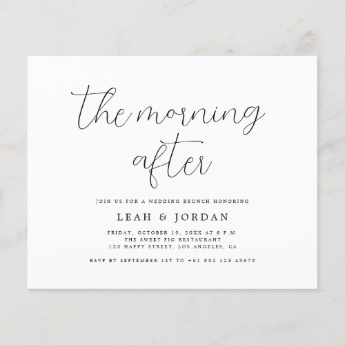Budget Rustic The Morning After Wedding Invitation