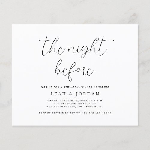 Budget Rustic The Night Before Rehearsal Dinner Flyer