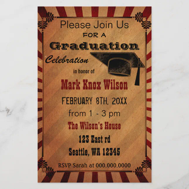 Budget Rustic Vintage Graduation Party Invitations | Zazzle