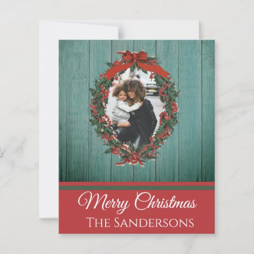 budget Rustic Vintage Holiday Photo Christmas card