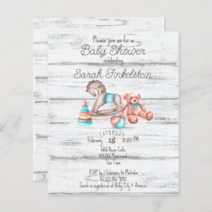 Budget Rustic vintage toys white wood baby shower