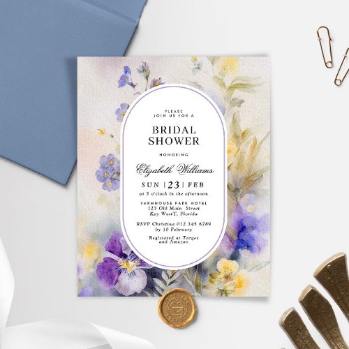 Budget Rustic Watercolor Bridal Shower Invitation