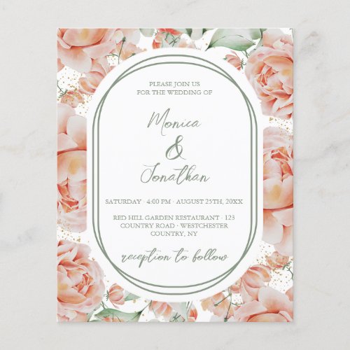 Budget Rustic Watercolor Floral Sage Blush Wedding