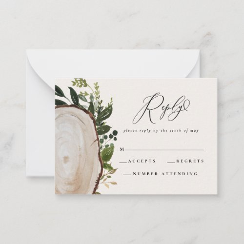 budget Rustic watercolor wedding reply RSVP card