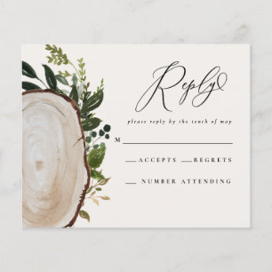budget Rustic watercolor wedding reply RSVP card Flyer