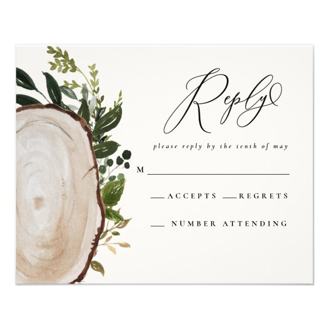 budget Rustic watercolor wedding reply RSVP card Flyer (Front)