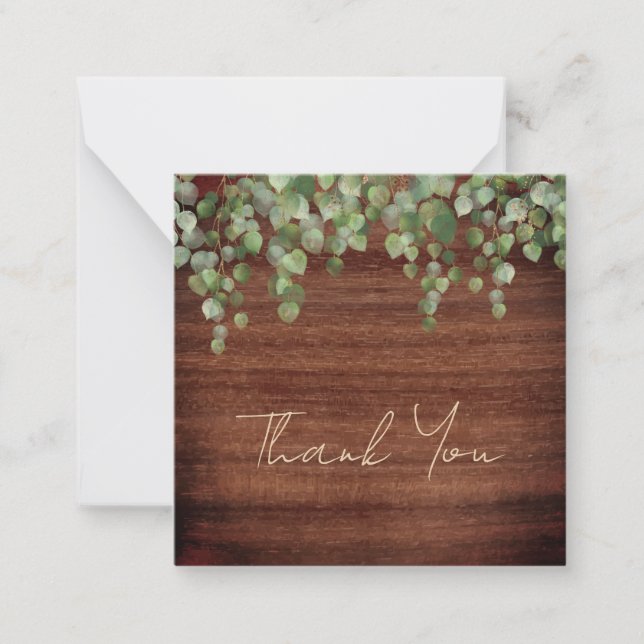 Budget Rustic Wedding Botanical Greenery Thank You Note Card (Front)