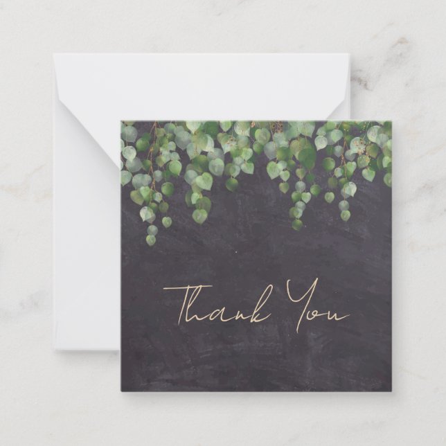 Budget Rustic Wedding Foliage Greenery Thank You Note Card (Front)