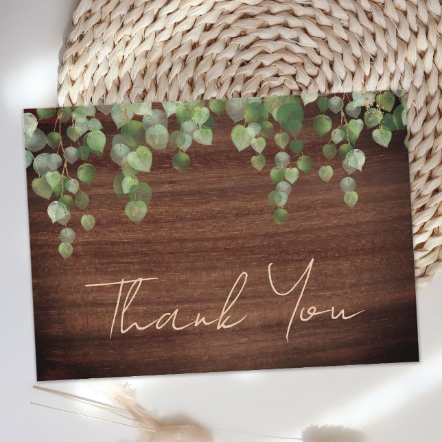Budget Rustic Wedding Greenery Thank You Note Card (Creator Uploaded)