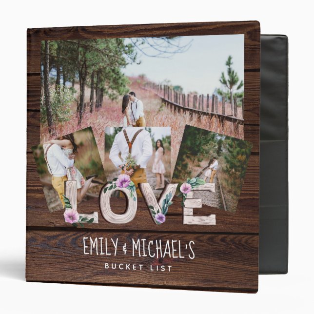 Budget Rustic Wedding Planning Ideas Personalized 3 Ring Binder (Front/Inside)