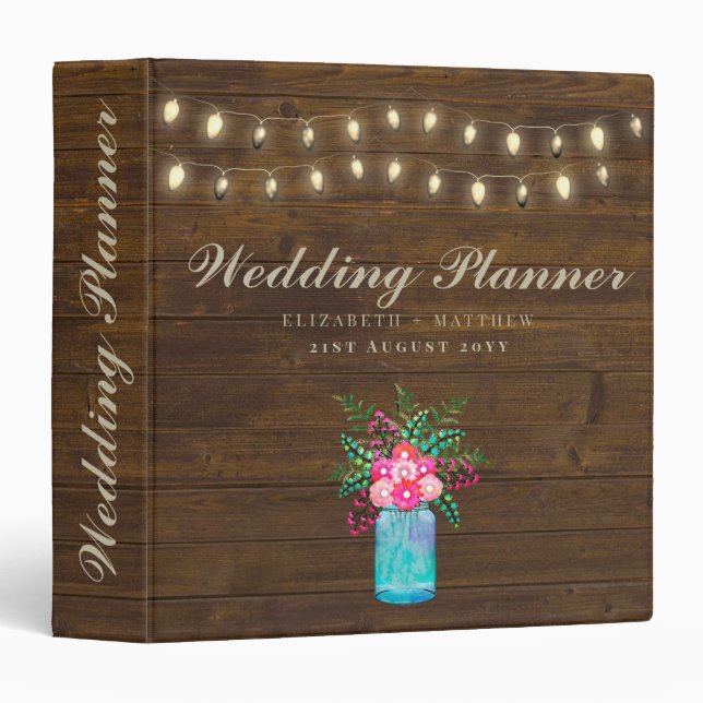 Budget Rustic Wedding Planning Ideas Personalized 3 Ring Binder (Front/Spine)