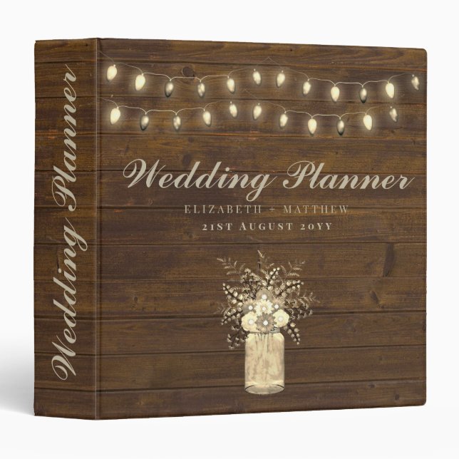 Budget Rustic Wedding Planning Ideas Personalized 3 Ring Binder (Front/Spine)