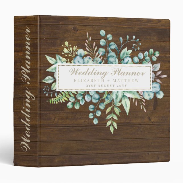 Budget Rustic Wedding Planning Ideas Personalized 3 Ring Binder (Front/Spine)