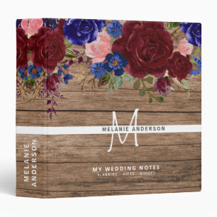 Budget Rustic Wedding Planning Ideas Personalized 3 Ring Binder