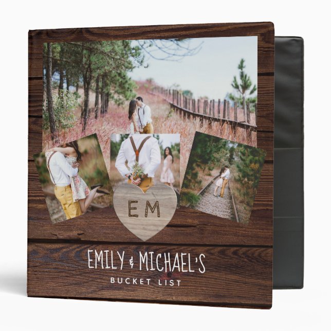Budget Rustic Wedding Planning Ideas Personalized 3 Ring Binder (Front/Inside)